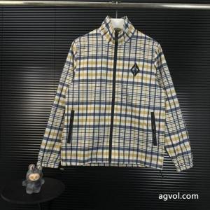 dior2026チェック柄胸元にCD家ロゴアルファベット刺繍スタンドカラージャケット