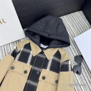 DIOR新型レトロチェックパッチワークコットンキャップ取り外し可能コート