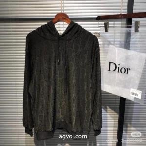 Diorアルファベットジャカード立体連帽長袖ゆったりパーカー男女同型