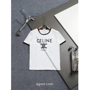 CELINE凱旋門ロゴプリント定番Tシャツ半袖
