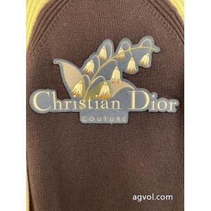 dior/ディオールバックアルファベット刺繍ブルーベル花毛織ジャケット