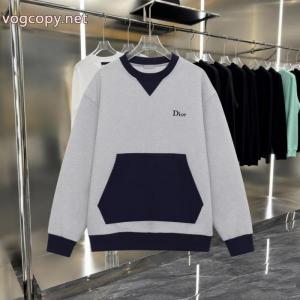 DIORディオール2026 FW新作Vネックジョイントカラーカップルカジュアル丸首パーカー