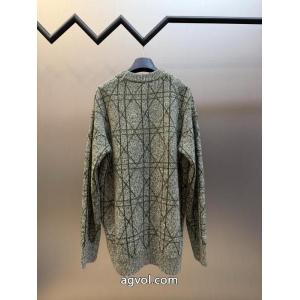 Diorディオールエンブレム刺繍籐チェックセーター