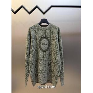 Diorディオールエンブレム刺繍籐チェックセーター