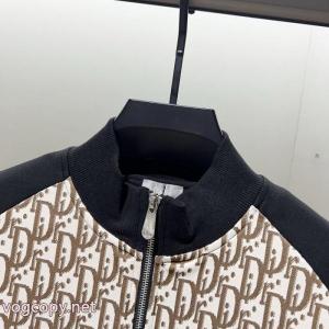 DIOR/ディオール衝突カラースプライス技術老花文字LOGO満印ロゴジッパーコート