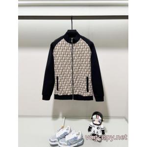 DIOR/ディオール衝突カラースプライス技術老花文字LOGO満印ロゴジッパーコート