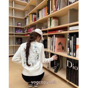 Diorディオール背中ペンタゴン小鳥重工刺繍ジップニットカーディガンコート