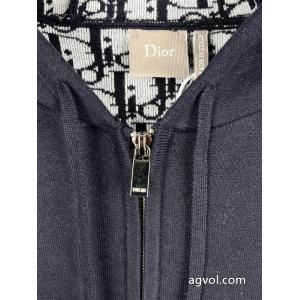 DIORディオールOBLIQUE FW 26秋シリーズピュアカラー刺繍ジッパージャカード連帽パーカーメンズ