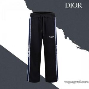 Diorディオールスモールロゴ刺繍サイドリボンストレートパンツ