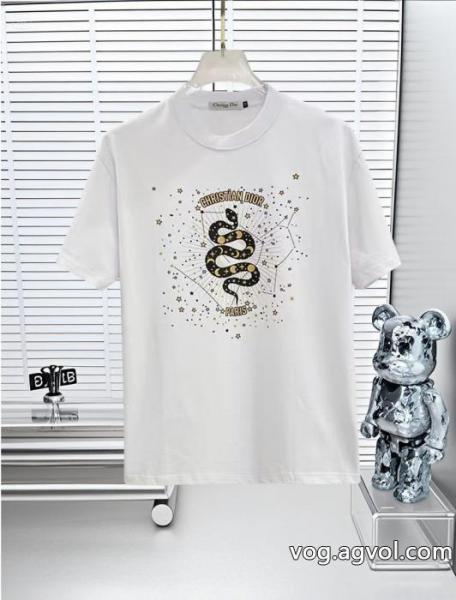 DIOR25SS高バージョン胸貼りプリントロゴラウンドネック半袖Tシャツ 0 