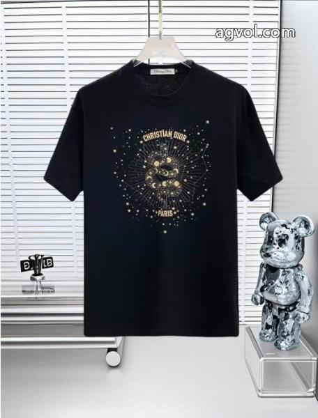 DIOR25SS高バージョン胸貼りプリントロゴラウンドネック半袖Tシャツ 5 