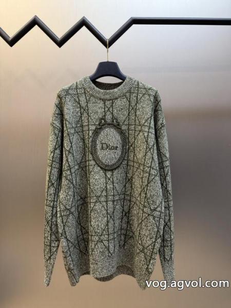 Diorディオールエンブレム刺繍籐チェックセーター 0