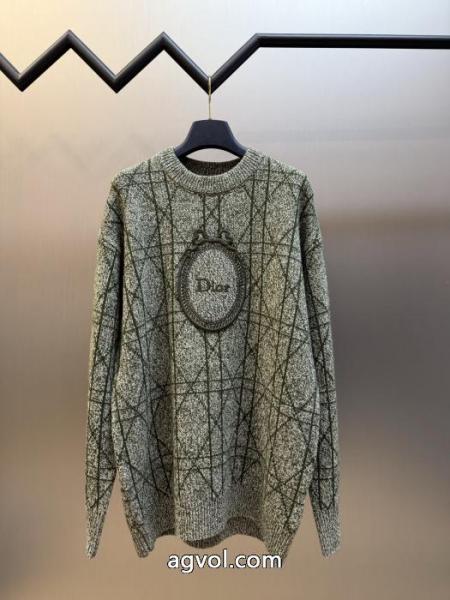 Diorディオールエンブレム刺繍籐チェックセーター 2