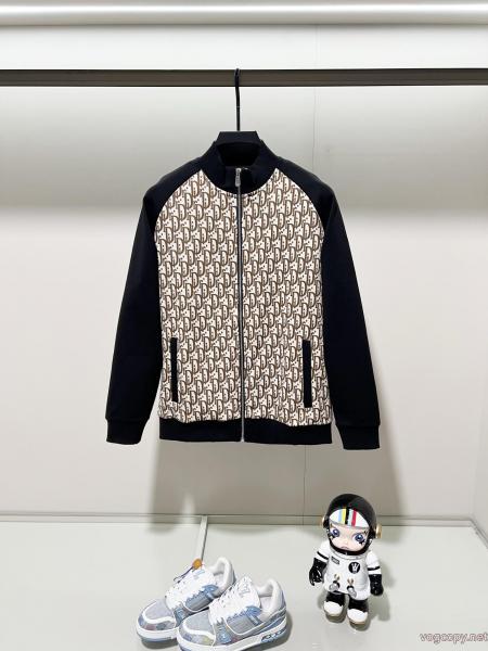 DIOR/ディオール衝突カラースプライス技術老花文字LOGO満印ロゴジッパーコート 0 