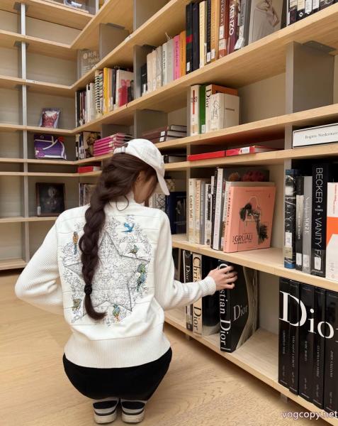 Diorディオール背中ペンタゴン小鳥重工刺繍ジップニットカーディガンコート 0 