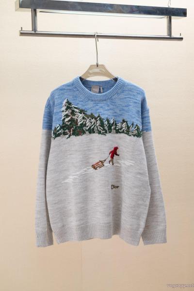 Dior/ディオールSS 26スキーシリーズ冬の雪景色混紡ジャカードラウンドネックセーター 0