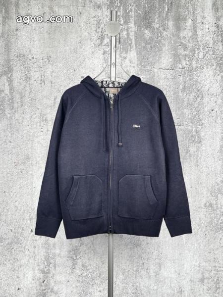 DIORディオールOBLIQUE FW 26秋シリーズピュアカラー刺繍ジッパージャカード連帽パーカーメンズ 3