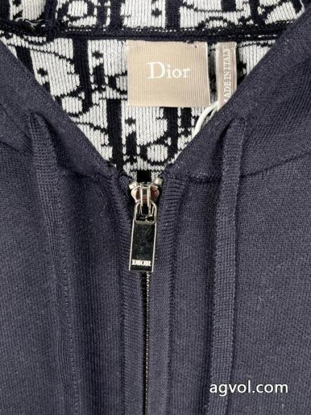 DIORディオールOBLIQUE FW 26秋シリーズピュアカラー刺繍ジッパージャカード連帽パーカーメンズ 1