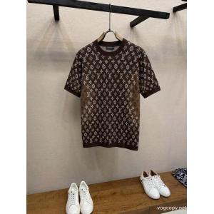 Louis Vuitton/ルイ・ヴィトンオールドフラワーアルファベット満印クルーネックニット半袖Tシャツ